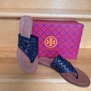 Tori Burch Navy Thong size 6